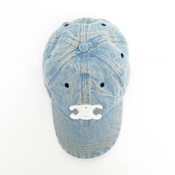 Celine Baseball Cap Triomphe Denim S Size Light Blue Apparel Hat Cap main image 4